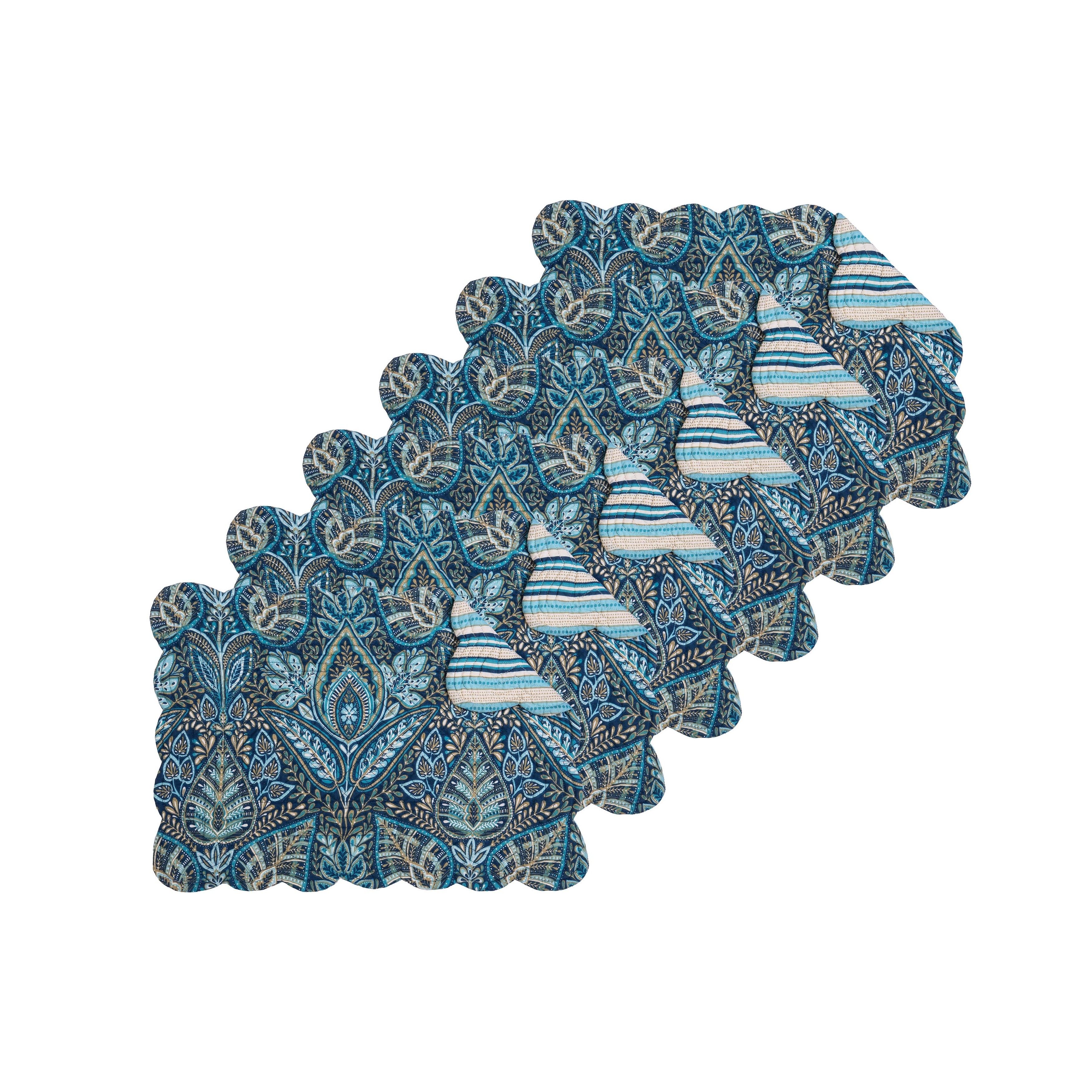Bailey Blue Quilted Placemat Set 6