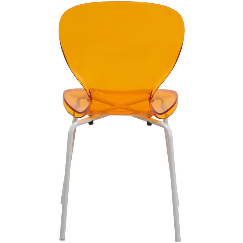Stackable Plastic Dining Chair Set of 2 Transparent Modern Accent Side Chair for Indoor and Outdoor