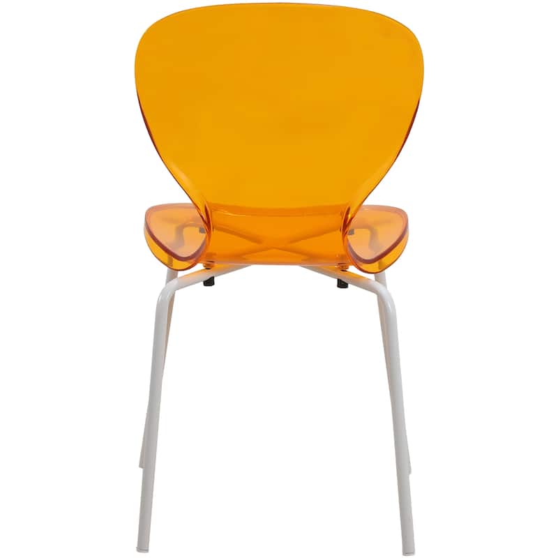 Stackable Plastic Dining Chair Set of 4 Transparent Modern Accent Side Chair for Indoor and Outdoor