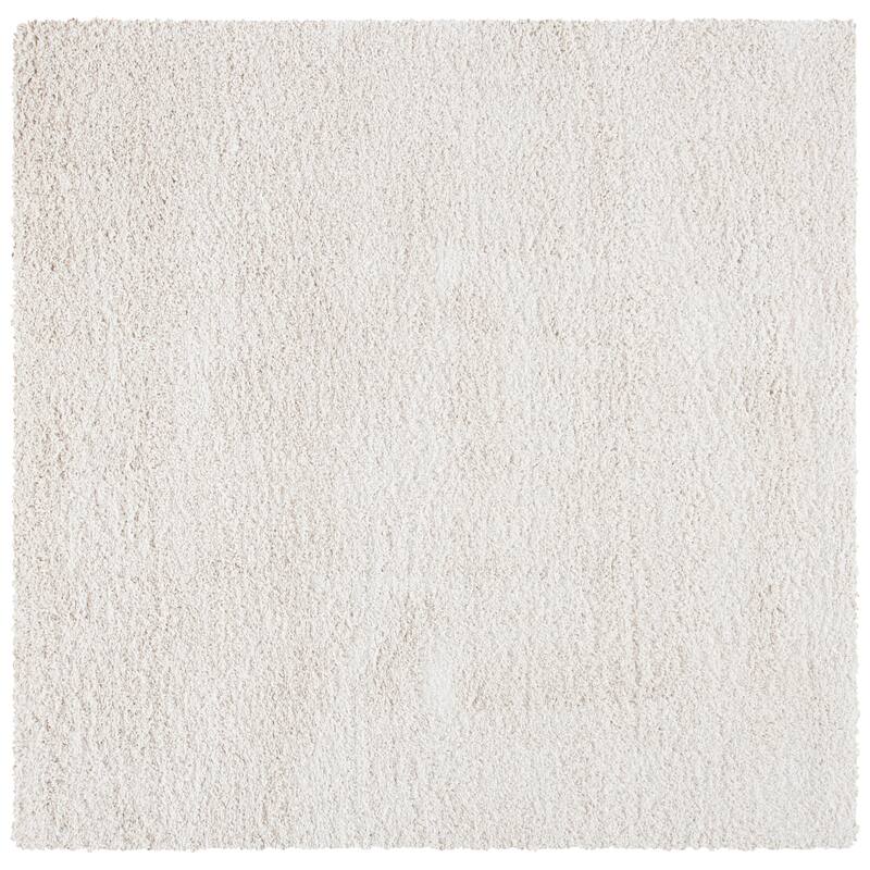 SAFAVIEH Evolution Shag Gwenaele Solid 1.8-inch Thick Rug - 6'7" Square - Ivory - Square