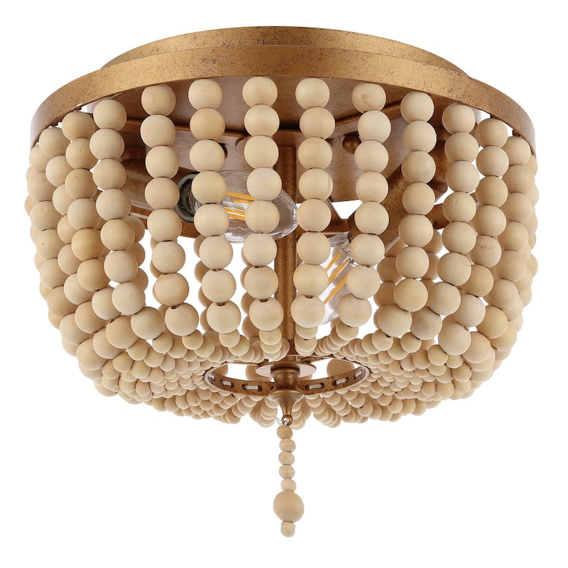 Allie Wood Beaded/Metal LED Flush Mount, by JONATHAN Y