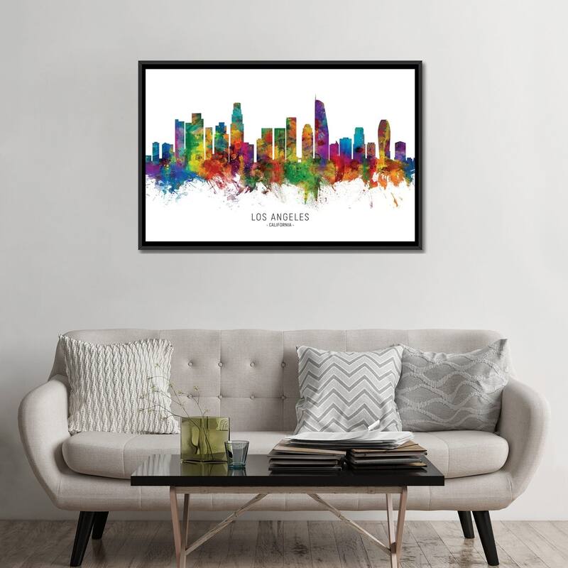 iCanvas "Los Angeles California Skyline" by Michael Tompsett Framed Canvas Print