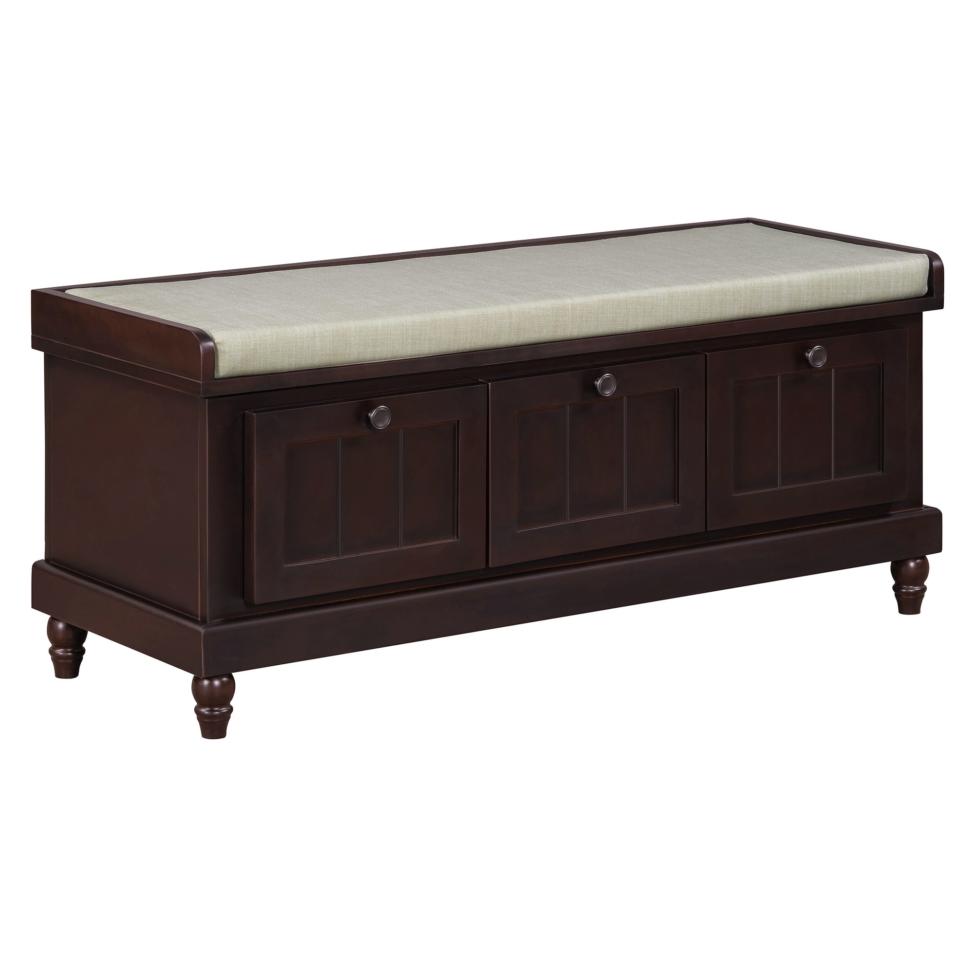 Classic Shoe Bench With Cushion And Three Drawers Fluted Entryway Storage Bench