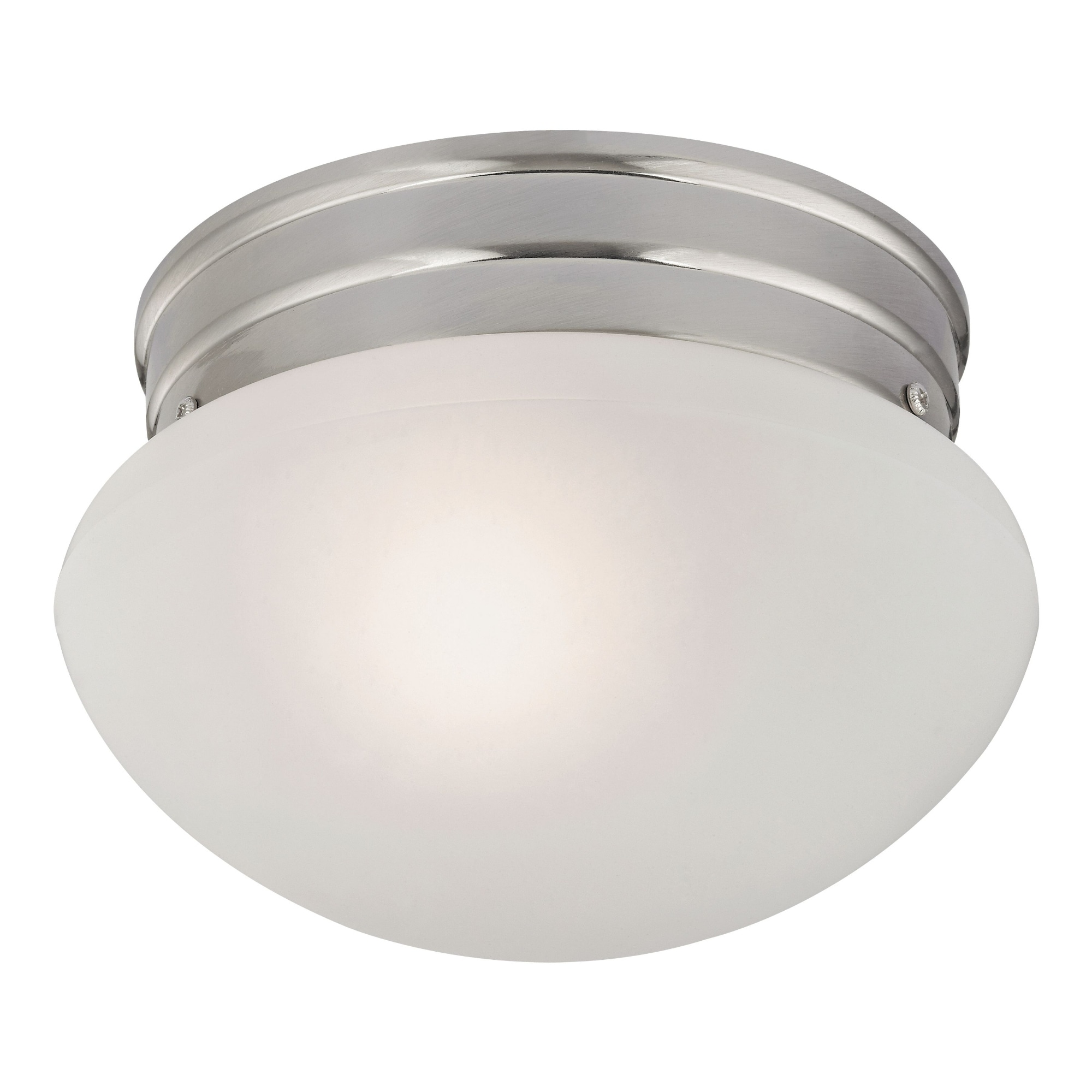 1-Light Flush Mount Ceiling Light Fixture with Frosted Shade - 8" - Brushed Nickel