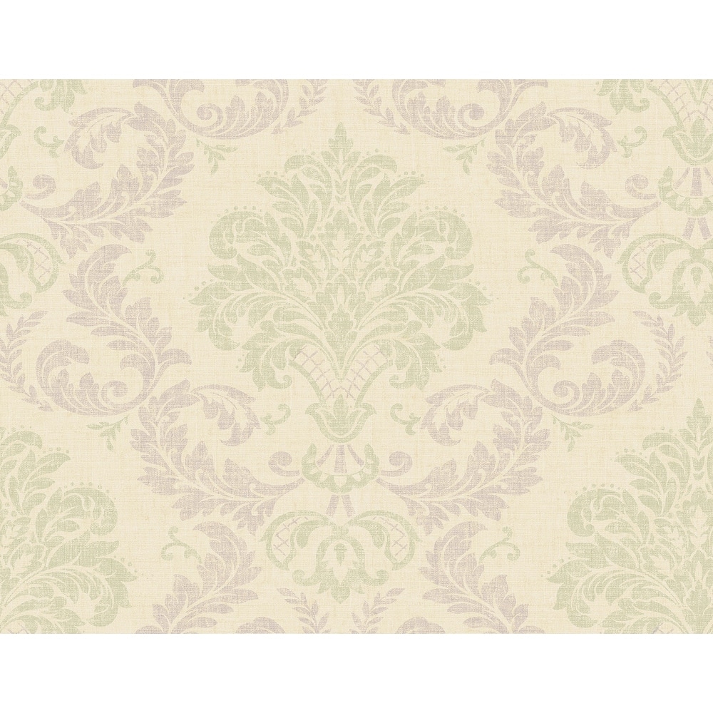 Seabrook Designs Fabia Linen Damask Unpasted Wallpaper