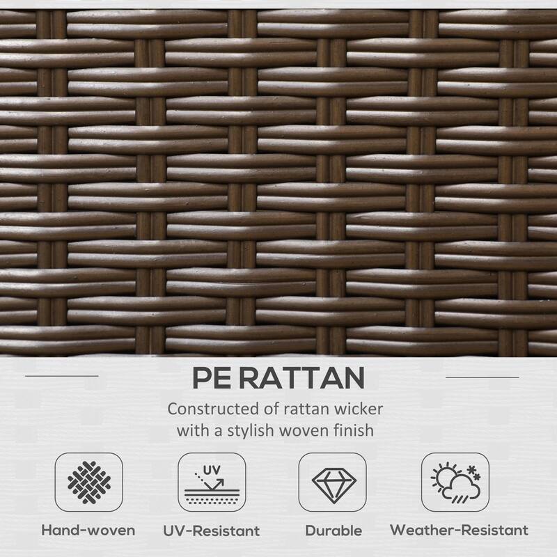 PE Rattan Outdoor Loveseat with Cushions and 2 Throw Pillows