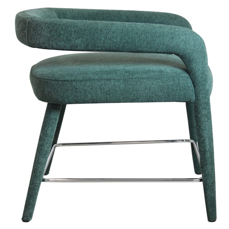 Modern Counter Height Bar Stool with Arms 25-Inch Low Back Upholstered Fabric Seat Metal Frame - 22" x 21" x 35"