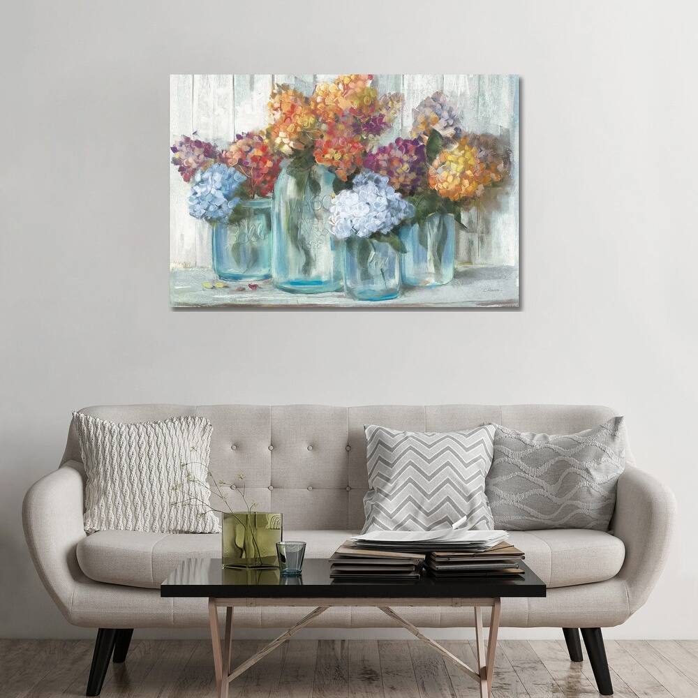 iCanvas "Fall Hydrangeas In Glass Jar Crop" by Carol Rowan Canvas Print