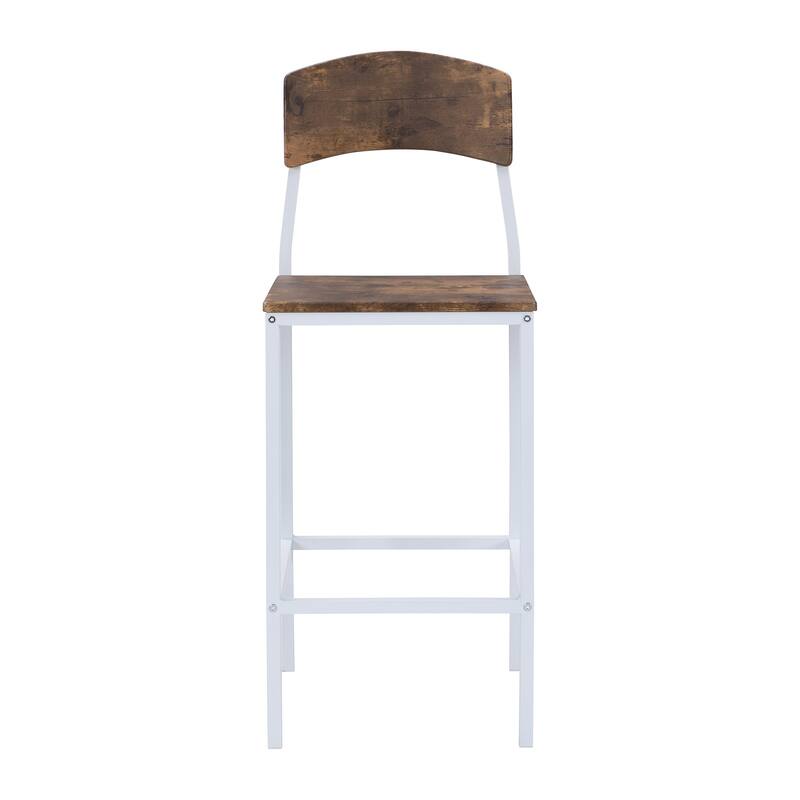 Farmhouse 5-piece Counter Height Drop Leaf Dining Table Set with Dining Chairs for 4, White Frame+ Rustic Brown Tabletop