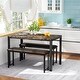 preview thumbnail 10 of 15, 3 - Piece Faux Marble Dining Set, Kitchen Table Set with 2 PU Leather Benches for Dining Room, Breakfast Nook