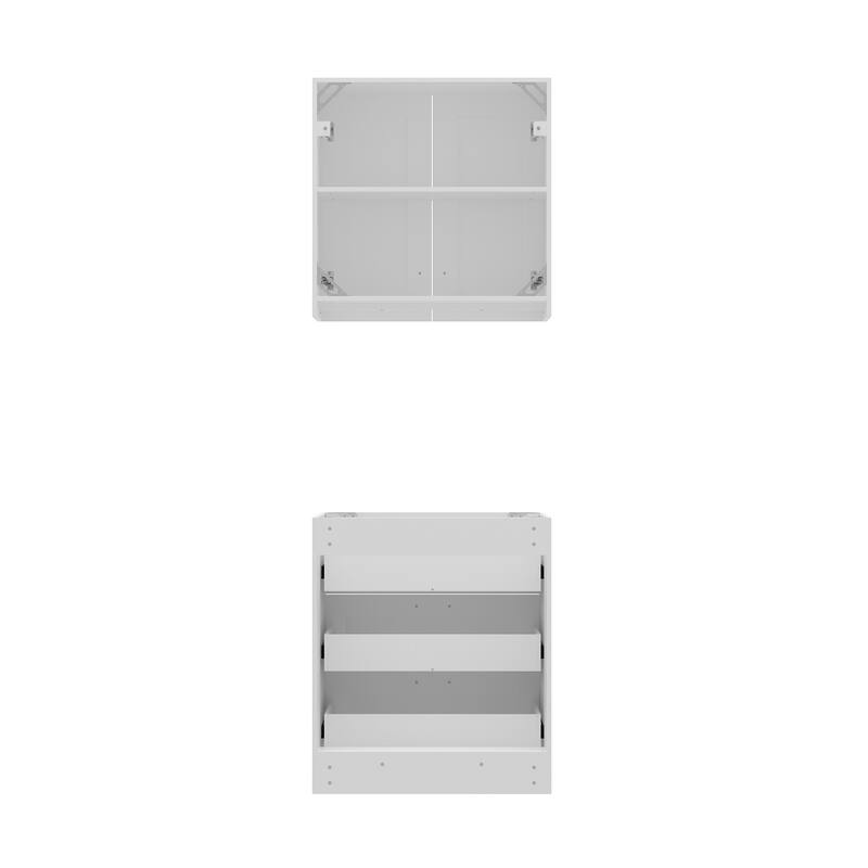 Modular White Kitchen Cabinet Set Customizable Base and Wall Cabinets Pantry Storage and DIY Countertop Design(Without desktop)