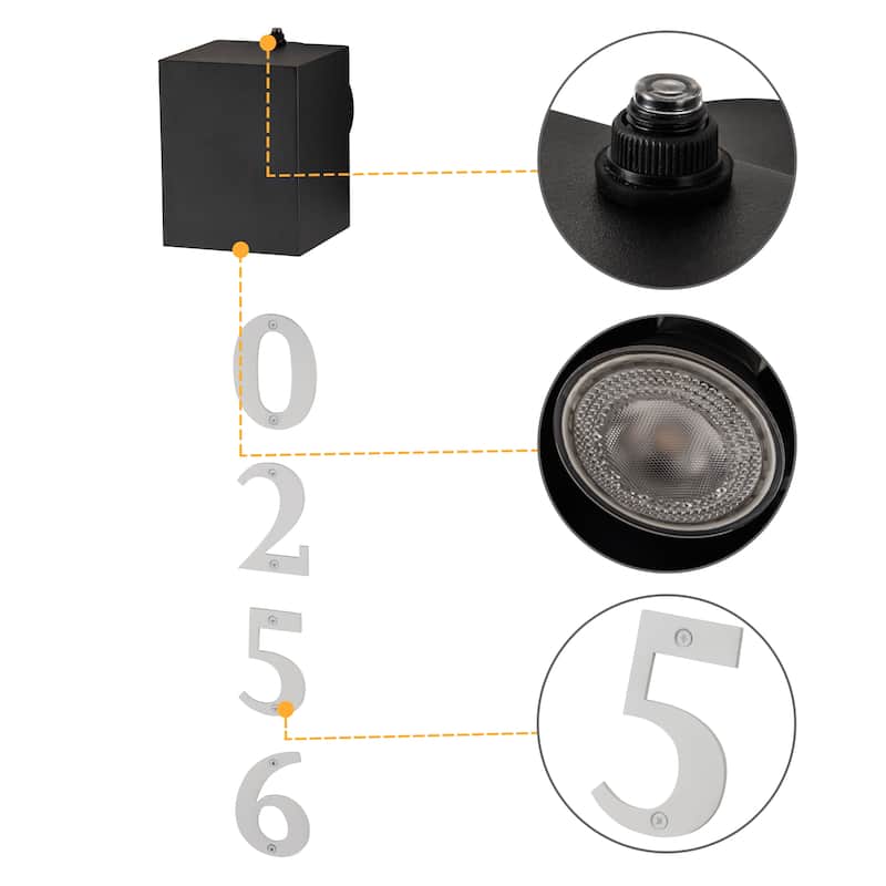 Matte Black Dusk to Dawn Outdoor Wall Lights with Door Numbers and Bulb Included