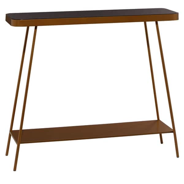 Gold Metal Console Table With Tinted Glass Top 43 5 X 34 44 X 14 X 34 On Sale Overstock 32133985