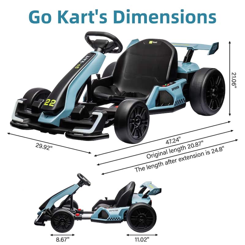 Go Karts for Kids,24V Electric Go Kart with 2 * 150W Powerful Motors