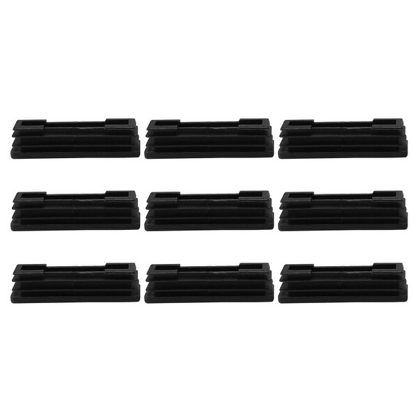 9pcs Plastic Rectangle 15 x 60mm Ribbed Tube Inserts Pipe Tubing End Cover Caps Furniture Glide Floor Protector Black