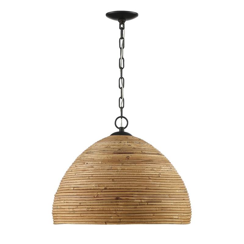 Lumanity Marigot Rattan Single-Light Dome Pendant - Natural - 20.5 "Dia. x 16" H