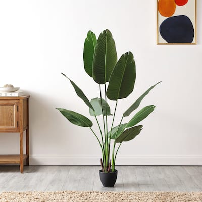 SAFAVIEH Faux Banana 63-inch Potted Leaves - 39" W x 39" D x 63" H