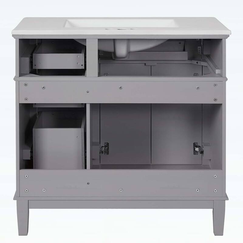 Modern Bathroom Vanity with Ceramic Sink,Soft Close Doors,and Ample Storage for Small Bathrooms