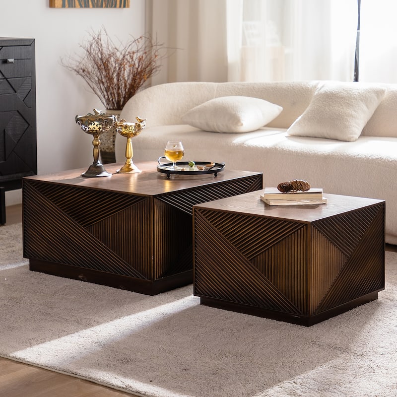 Coffee Tables for Living Room, 27.56" Square Wood Coffee Table, Modern Center Table for Small Spaces, Cocktail Tea Middle Tables
