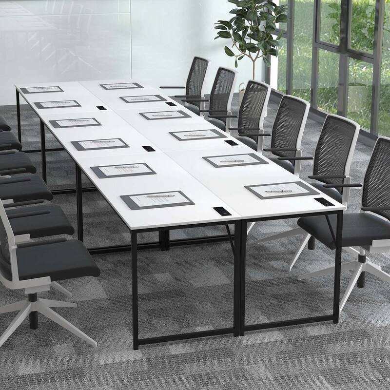 Costway Set of 2/4/6 Meeting Room Desk with Charging Station &