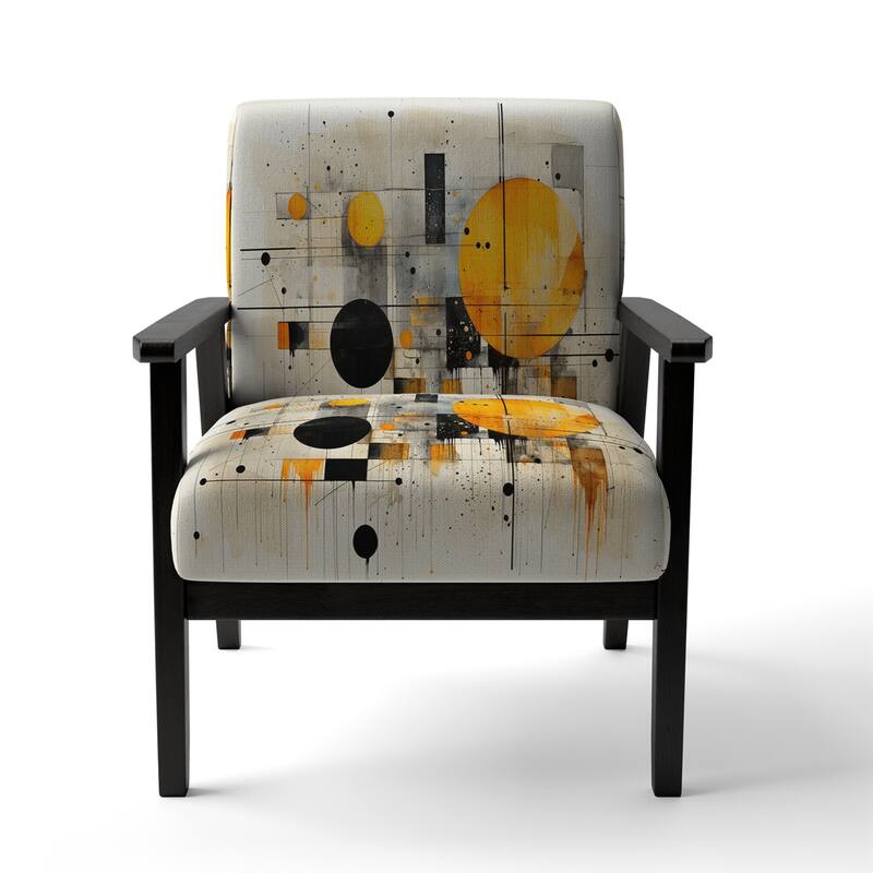 Designart "Geometric Abstraction III" Upholstered Abstract Shapes Accent Chair and Modern & Contemporary Arm Chair