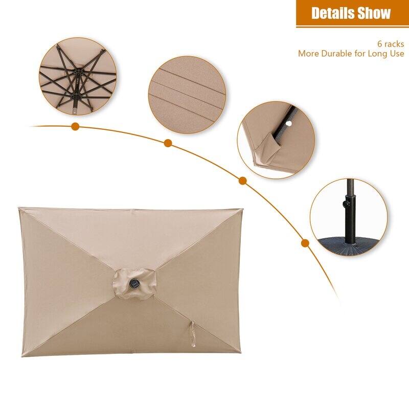 Royalcraft 10 x 6.5 ft LED Rectangular Patio Market Umbrella