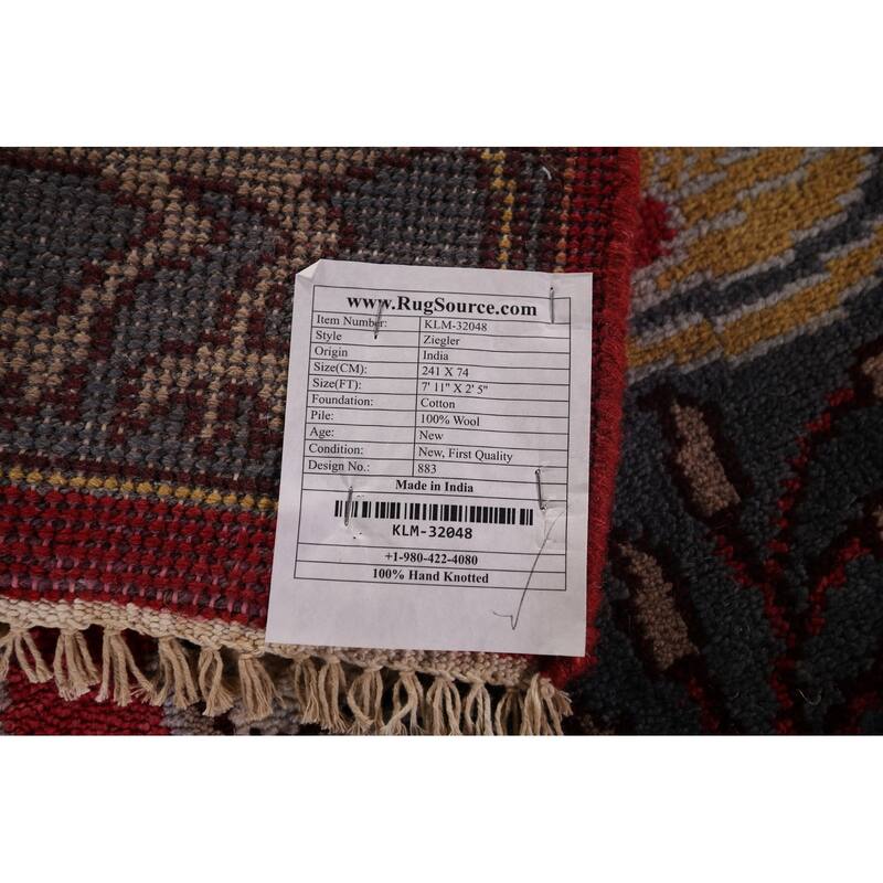 Animals Pictorial Ziegler Indian Runner Rug Handmade Wool Carpet - 2'5"x 7'11"