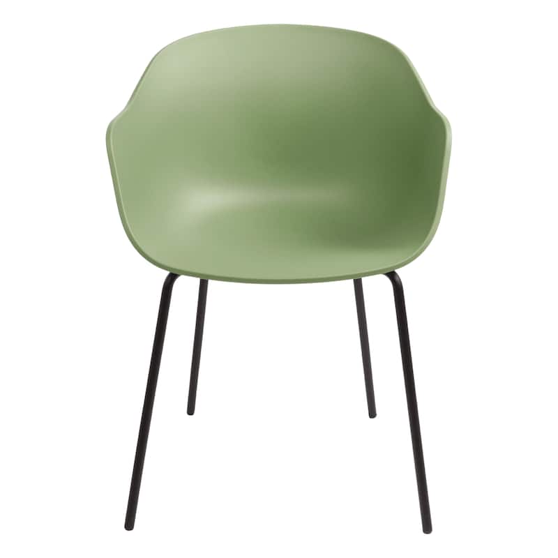 Furnish Theory Curve-K ML Indoor/Outdoor Dining Armchairs Arm Chairs w Polypropylene Shell & Powder-Coated Steel Legs (Set of 2)
