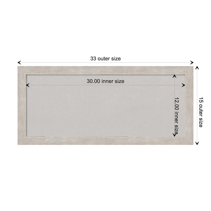 Marred Wood Framed Grey Corkboard Bulletin Board - Marred Silver - Board Size 30x12
