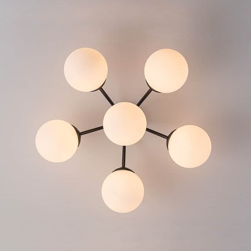 Milky Glass Globe Brass Sputnik Bubble Ceiling Light - 30in Chandelier