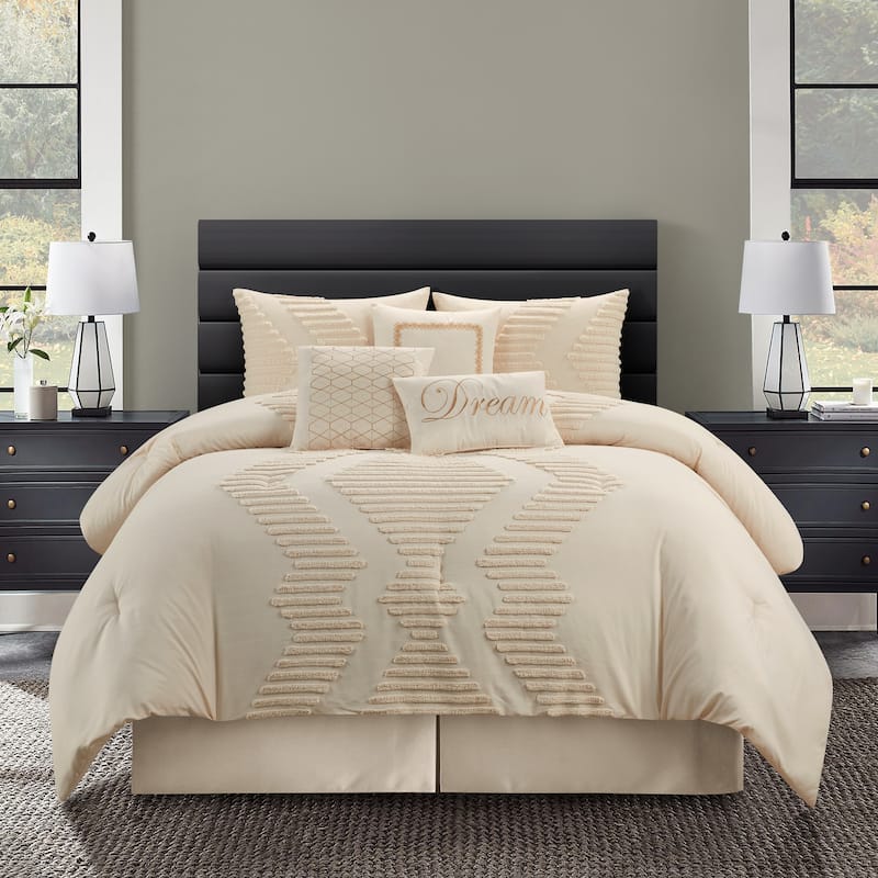 Nanshing Zena 7 Piece Tufted Comforter Set - Beige - King