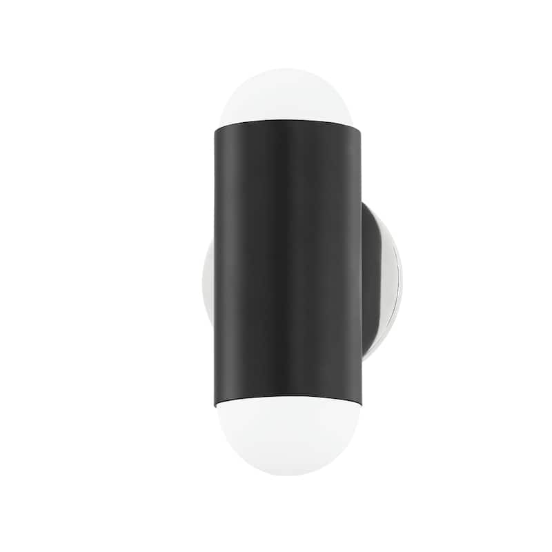 Kira 2 Light Wall Sconce - Aged Brass - Polished Nickel/Soft Black