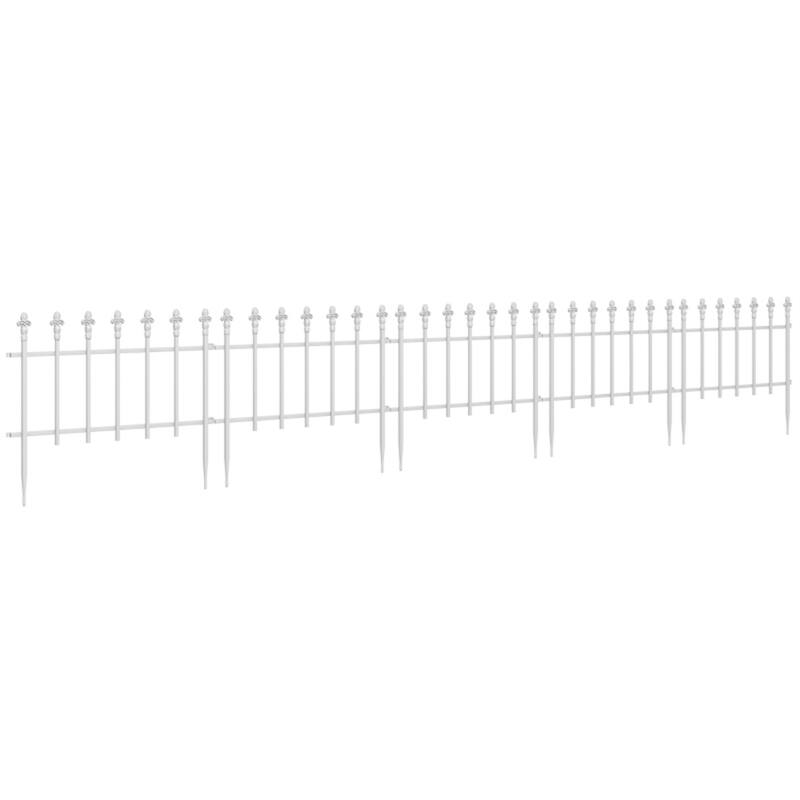 5-Piece White Steel Adjustable Angle Garden Fence Panels for Outdoor Patio Divider or Partition - 110.25" L x 17.25" H