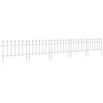 5-Piece White Steel Adjustable Angle Garden Fence Panels for Outdoor Patio Divider or Partition - 110.25" L x 17.25" H
