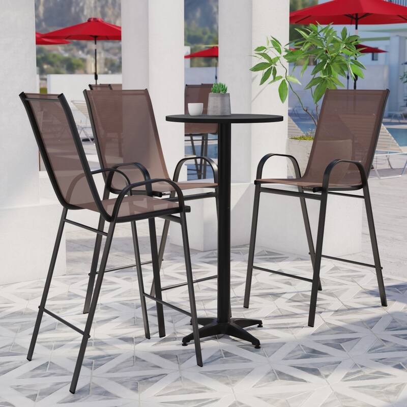 2 Pack Outdoor Barstools with Flex Comfort Material-Patio Stool