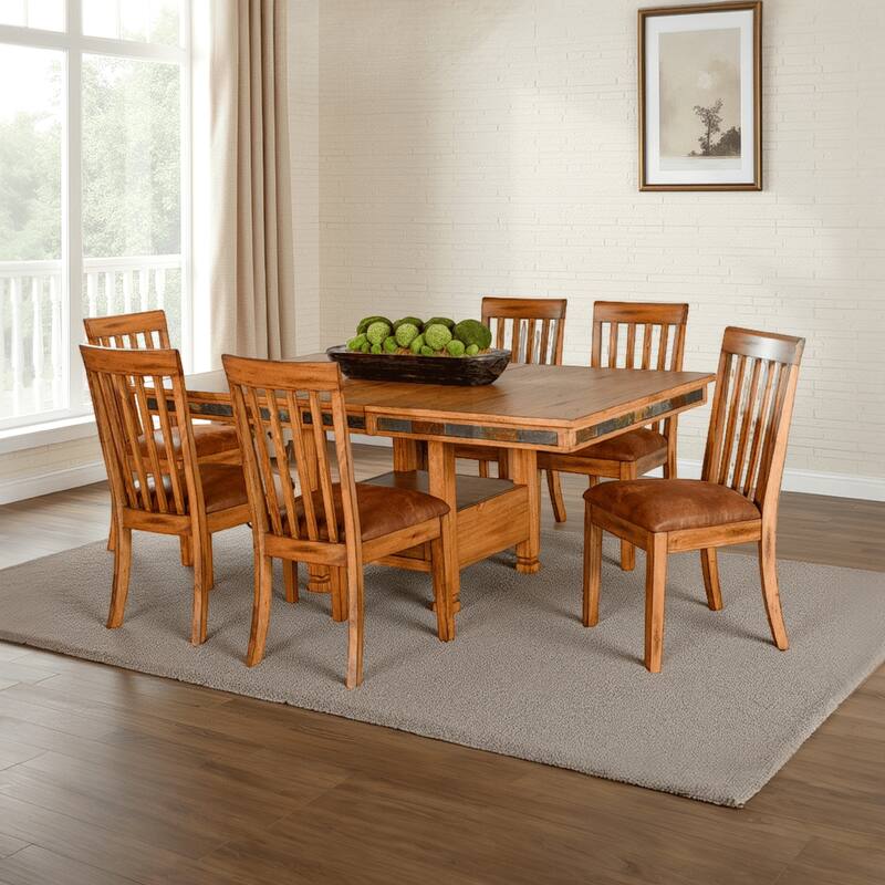 Marv Extendable n Dual Height Dining Table, 72-84 Inch Top, Brown
