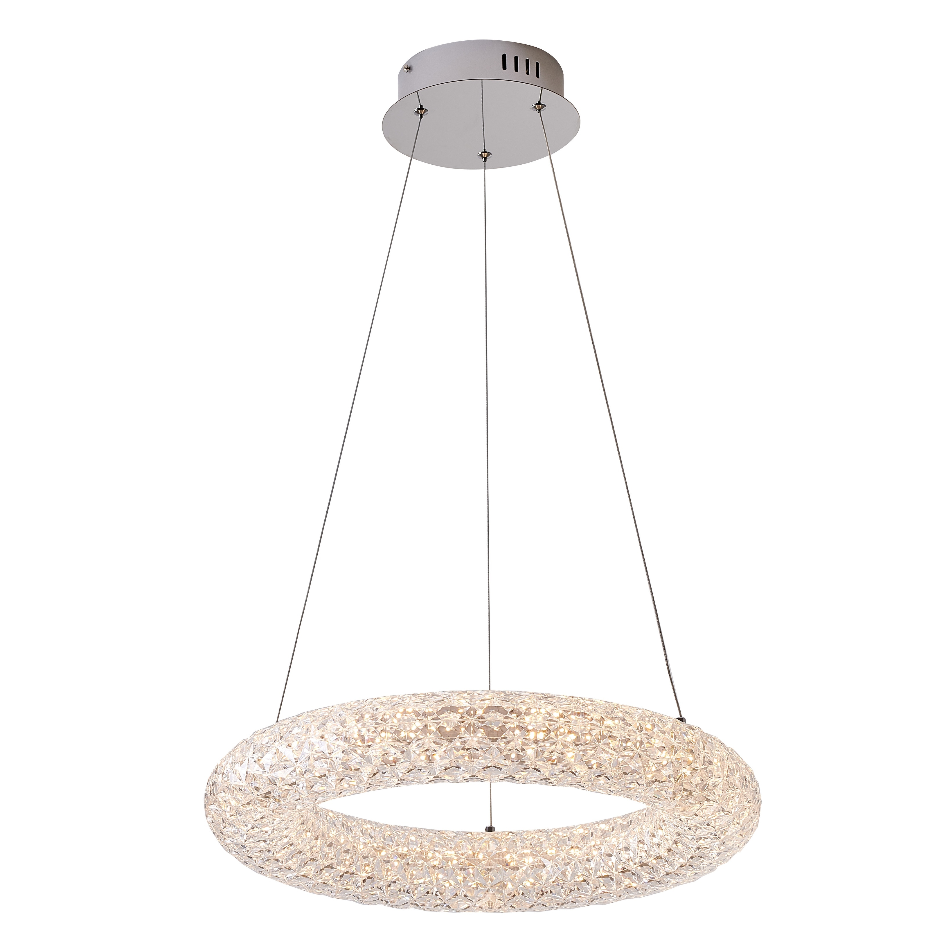 Transitional 1-Light Chrome LED Halo Chandelier