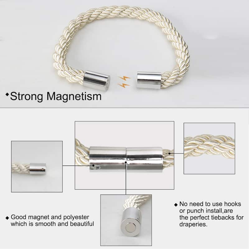 4pcs Magnetic Curtain Tieback 21.7" Holdback Decorative Curtain Holder