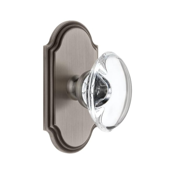 Grandeur ARCPRO_PSG_234 Arc Solid Brass Rose Passage Door Knob Set with Provence Crystal Knob and 2-3/4" Backset
