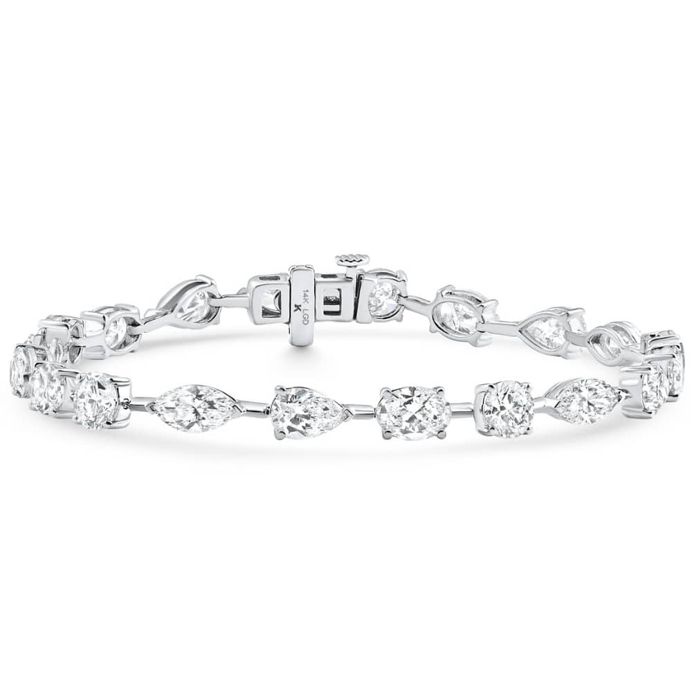 Bliss Diamond 10Ct Mixed Cut Diamond Tennis Bracelet 7" White Gold Lab Grown