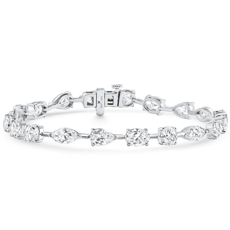 Bliss Diamond 10Ct Mixed Cut Diamond Tennis Bracelet 7" White Gold Lab Grown