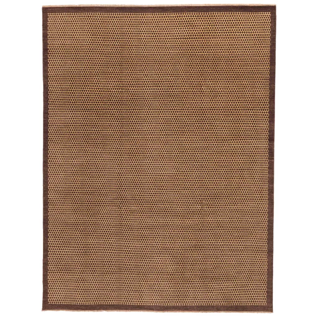 ECARPETGALLERY Hand-knotted Peshawar Ziegler Dark Brown Wool Rug - 8'11 x 11'9