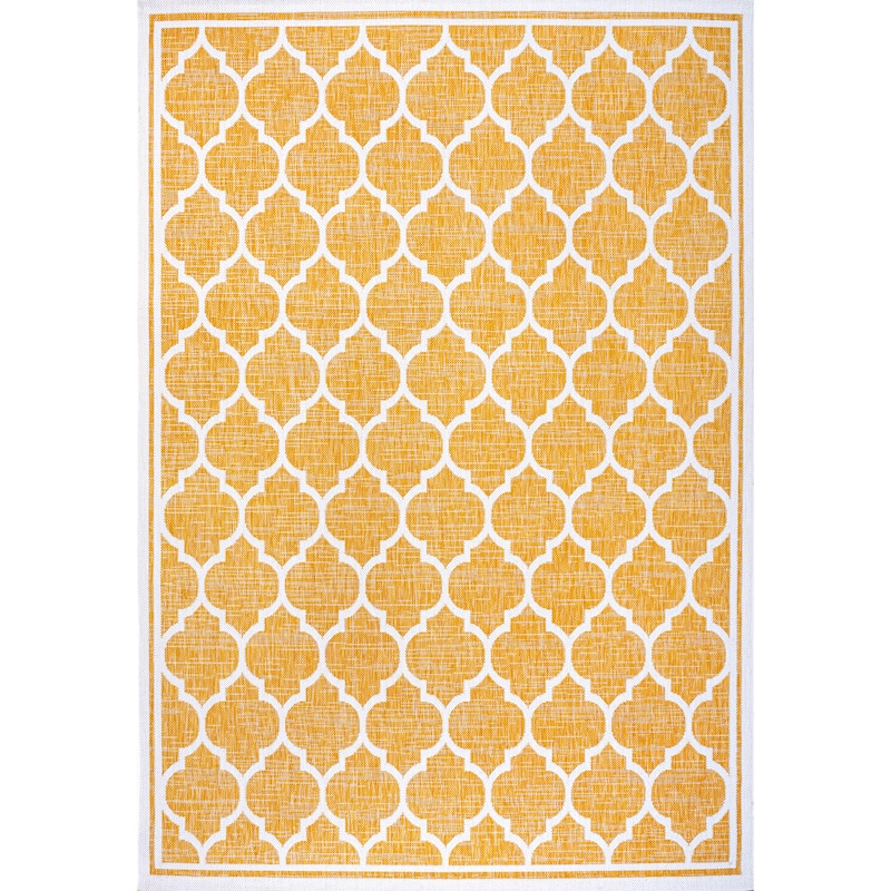 JONATHAN Y Zinnia Textured Weave Indoor/Outdoor Area Rug - 9 X 12 - Yellow/Cream