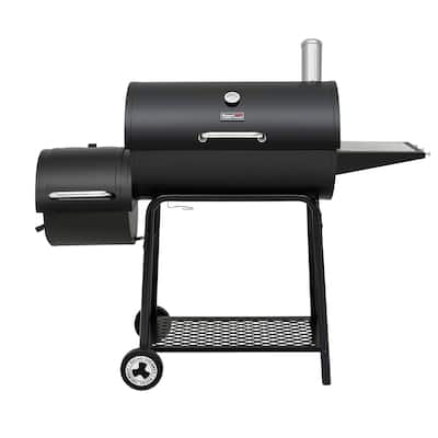 Royal Gourmet 30-Inch Barrel Charcoal Grill with Offset Smoker, 811 Square Inches, Patio and Parties, Black
