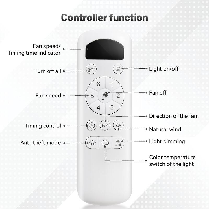 Modern Ceiling Fan Light with 22W LED Light and Remote Control, 6 Speed Reversible DC Motor for Bedroom and Lounge Area