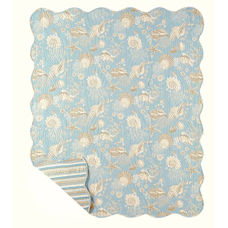 54" x 54" Natural Shells Quilted Table Topper