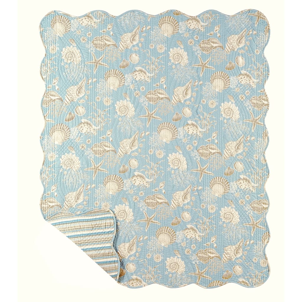 54" x 54" Natural Shells Quilted Table Topper