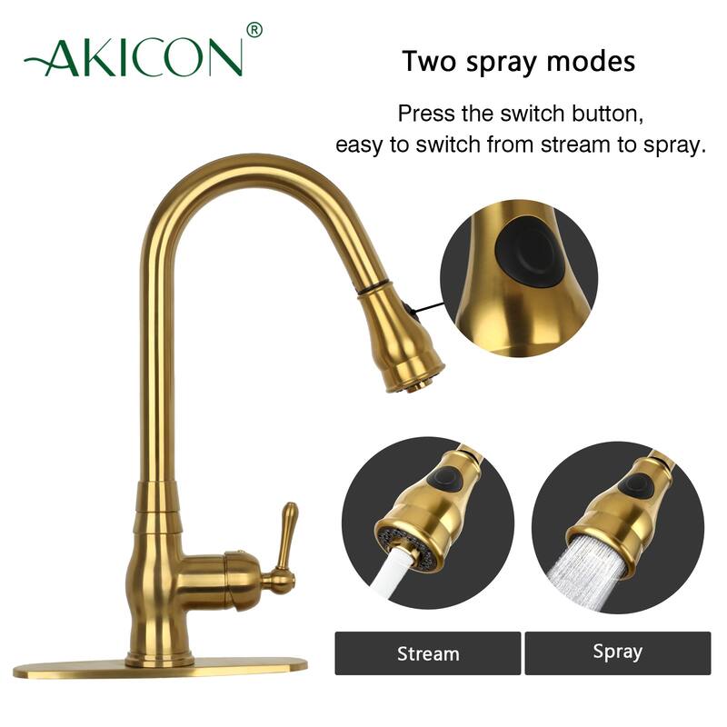 Copper Kitchen Faucet with Single Handle and Pull Down Sprayer