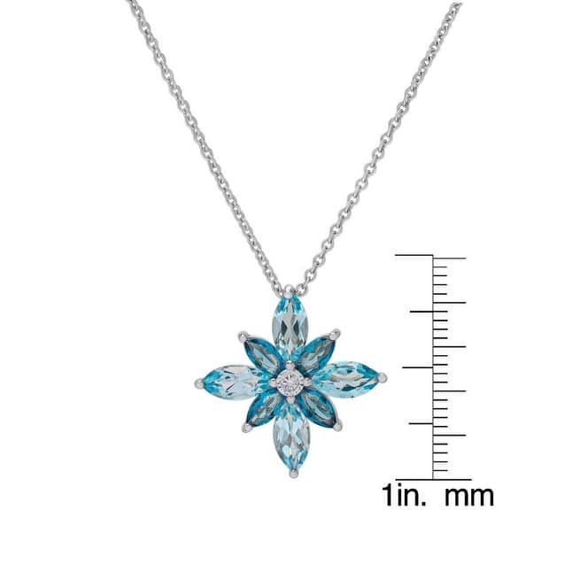 Victoria Townsend .925 Sterling Silver Blue Topaz & Lab White Sapphire Flower Necklace