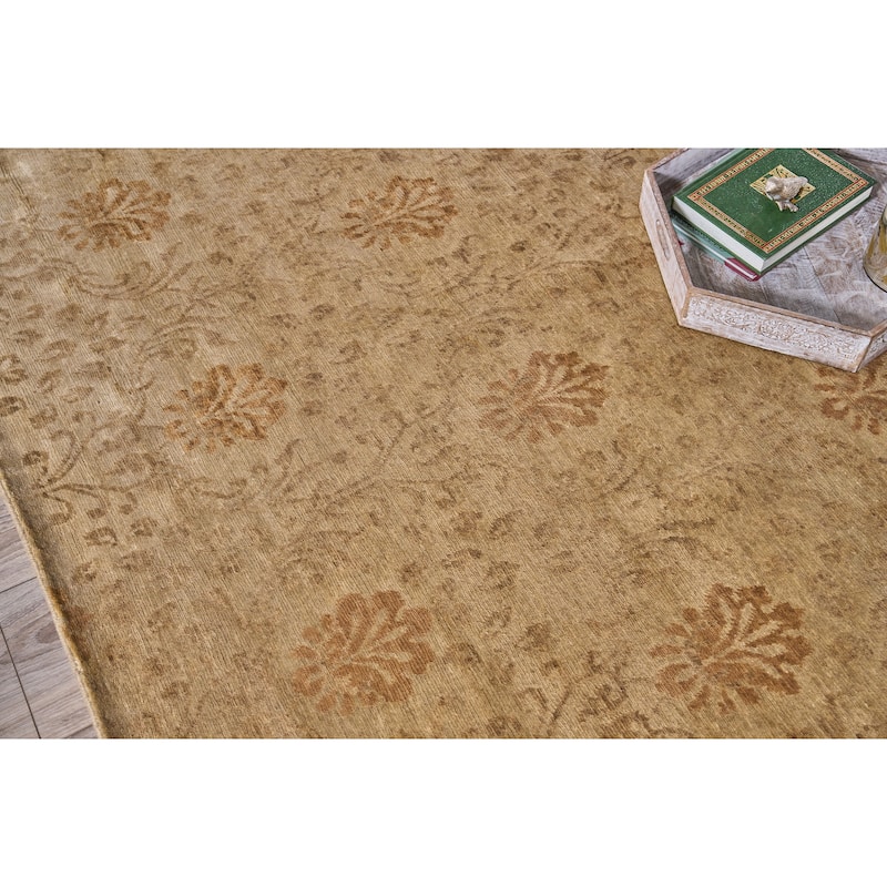 EXQUISITE RUGS ONE-OF-A-KIND Metro Collection Hand Knotted Tan Rug - 12'x15'